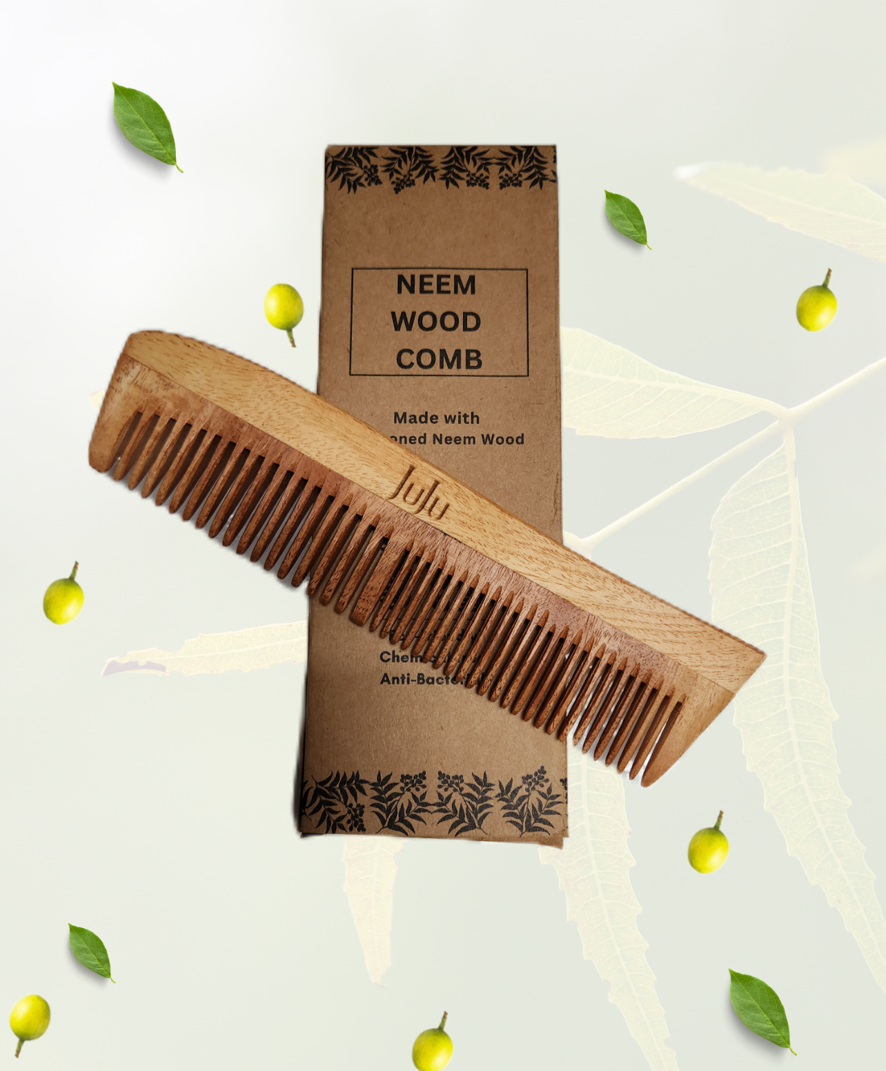 JUJU’s Herbal Neem Wood Comb Combo (Dual Tooth + Wide Tooth | Oil-Infused) - Image 4